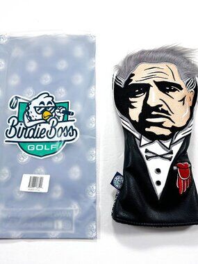 Birdie Boss Golf The GodFather Driver Head Cover Hair Embroidered New Black Red